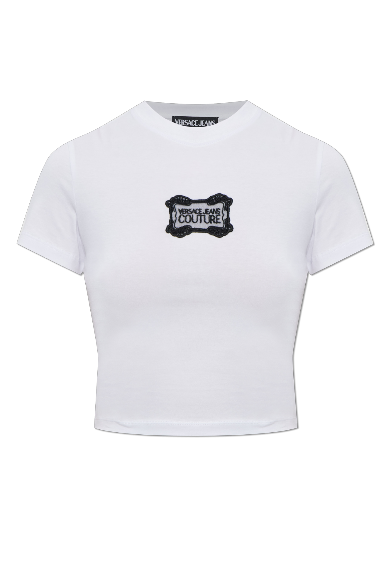 VERSACE JEANS ゼブラ ロゴ Tシャツ スワロフスキー 白 コットン White T-shirt with patch Versace Jeans Couture - Vitkac Italy